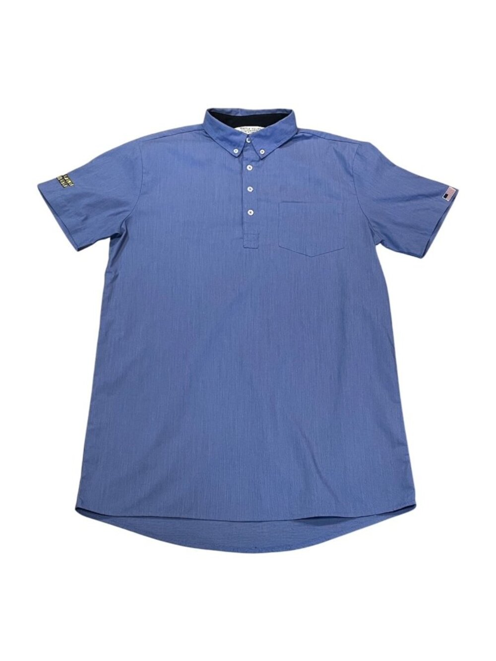 Waffle House Shirt Mens M Blue Employee Uniform Short Sleeve 1/4 Button Work